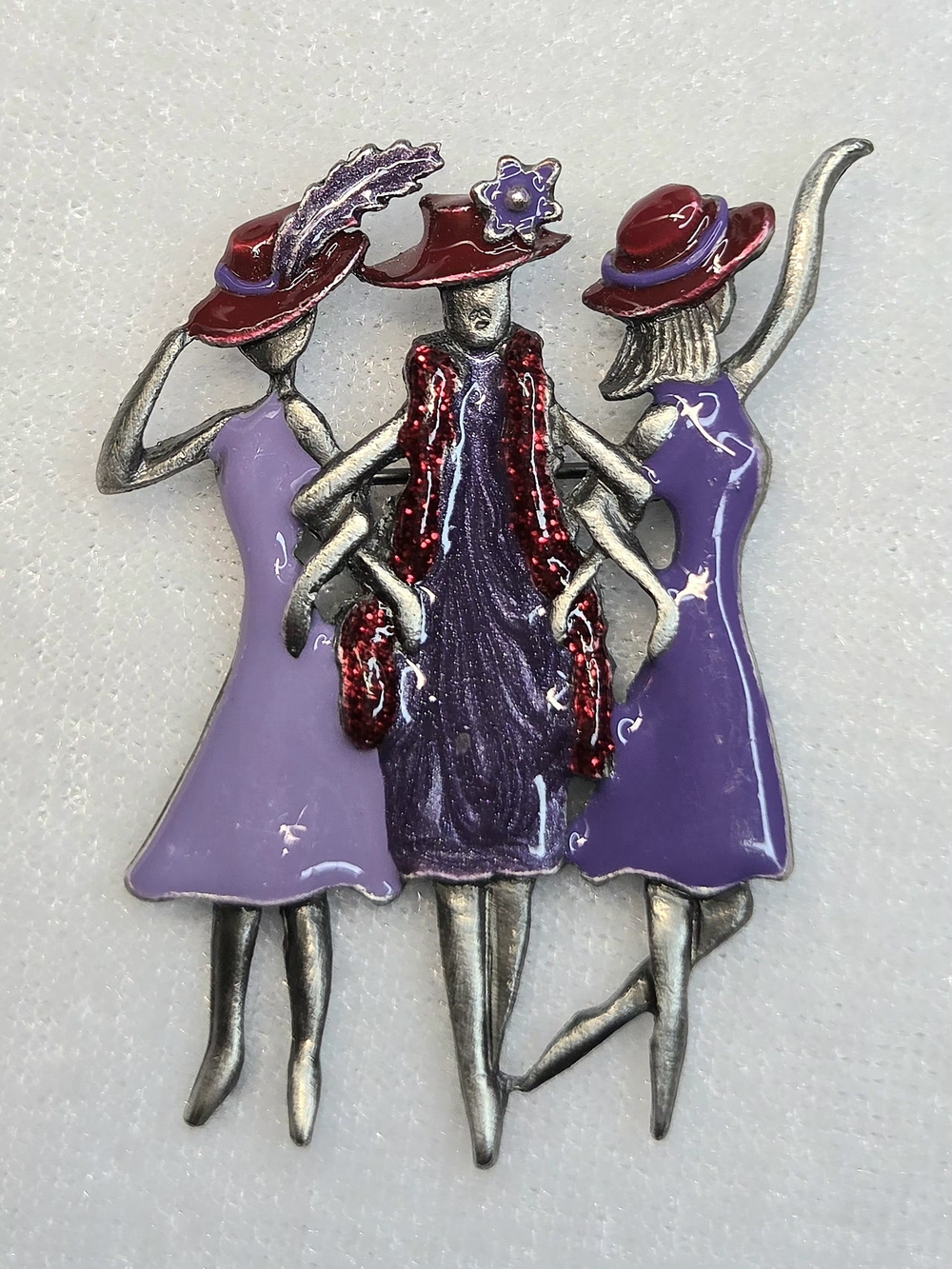 Vintage TC Red Hat Society Ladies Brooch / Pin